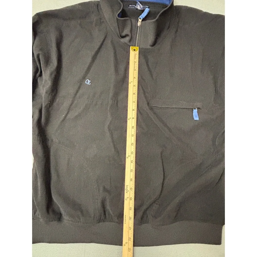 Arnold Palmer Men's XL Black 1/4 Zip Pullover Golf Jacket Stretch Blue Trim